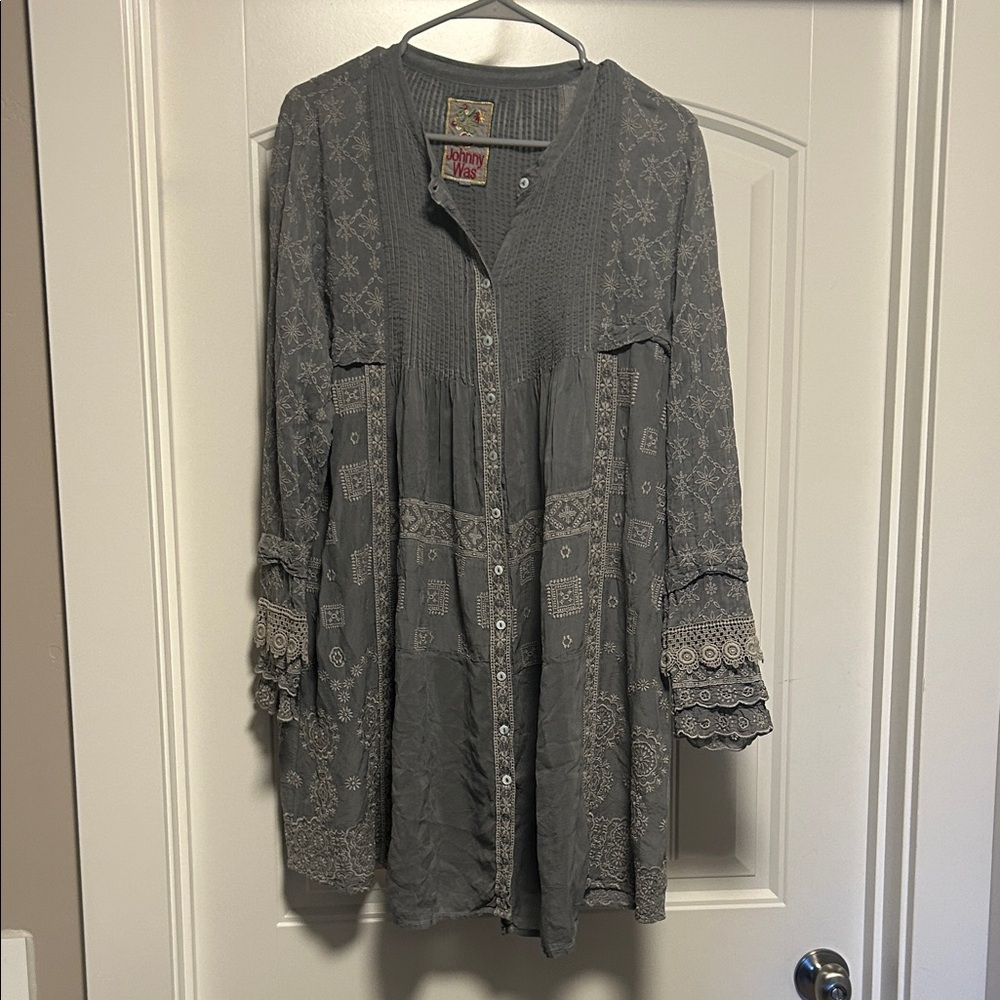 Johnny Was Charcoal Embroidered Tunic